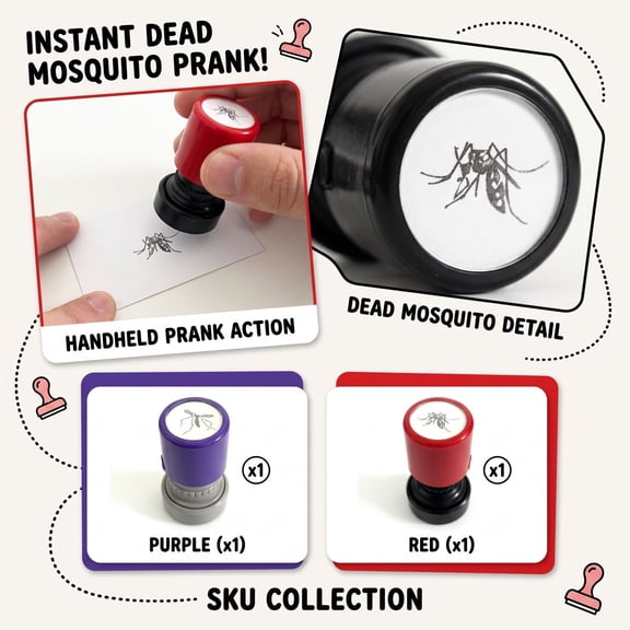 Mosquito Novelty Prank Set Funny Gag Gifts for April Fools Pranks Office Classroom Party Jokes, 2.5 X 1.5 Inch Small Plastic with Black Ink Refill for All Prank Lovers