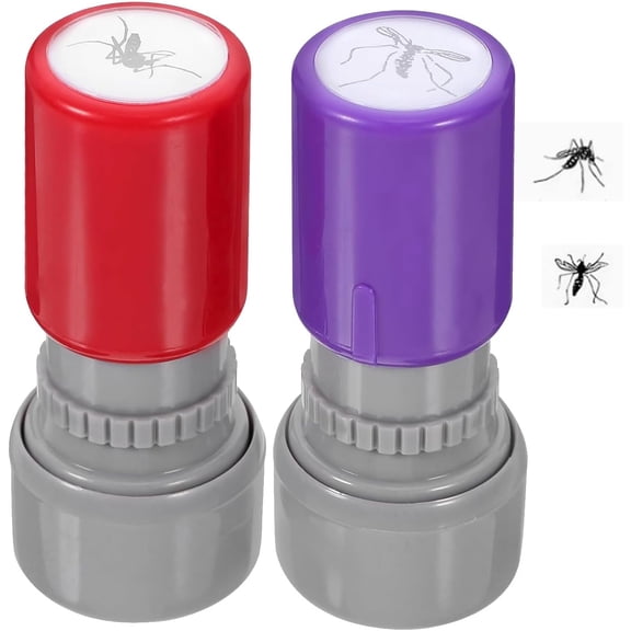 Mosquito Pattern Self-Inking Stamp 2-Pack Novelty Insect Prank Office Gag Tool
