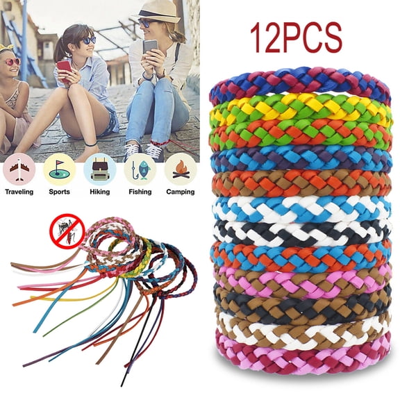 Mosquito Repellent Band (Pack of 12) -Leather Mosquito Repellent Bracelet Pest Control for Kids Adult - Outdoor Indoor Insect Repellent Band