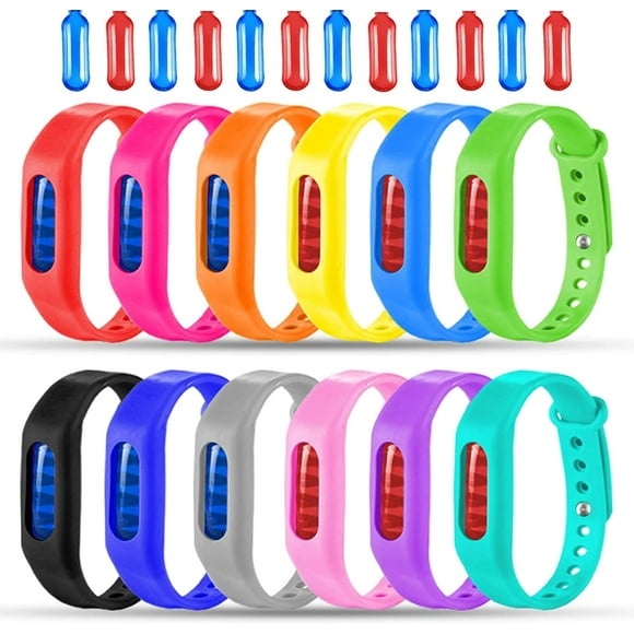 Mosquito Repellent Bracelet Pack of 12 Insect Repellent Waterproof Travel Insect Repellent Bands,Non-Toxic,Outdoor Bug Mosquito Bands,Mosquito Repellent Bracelets Baby Kids AdultsRandom colours