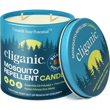 Cliganic Natural Outdoor Mosquito Repellent Candle with Essential Oils, 16 oz