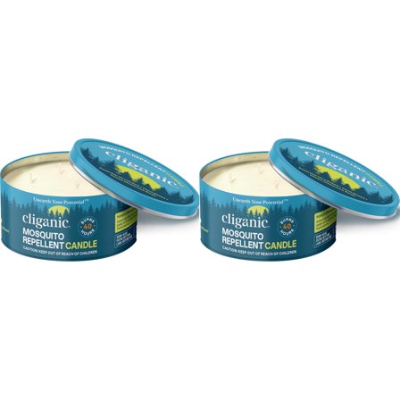 Cliganic Natural Outdoor Mosquito Repellent Candle with Essential Oils, 22 oz, 2 Pack