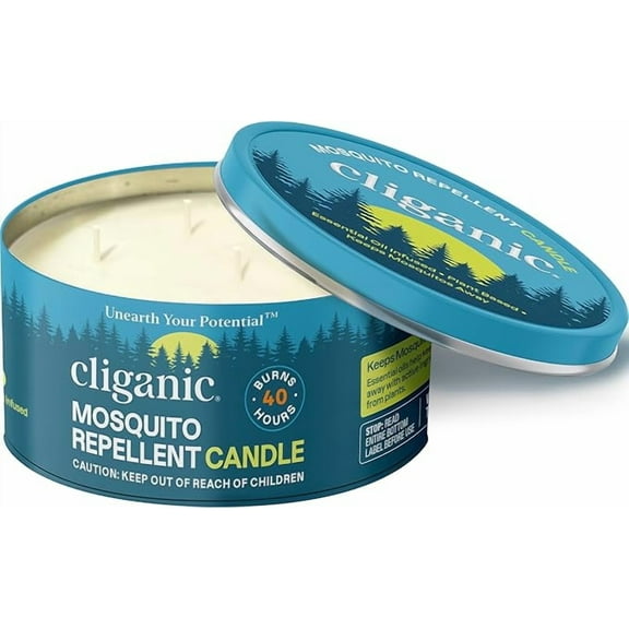Cliganic Natural Outdoor Mosquito Repellent Candle with Essential Oils, 22 oz
