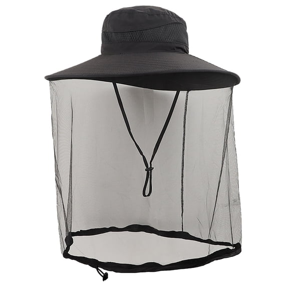 Mosquito Repellent Sun Hat with Net - Black - Durable UV Protection Bucket Hat for Hiking, Fishing & Camping (56-60cm)