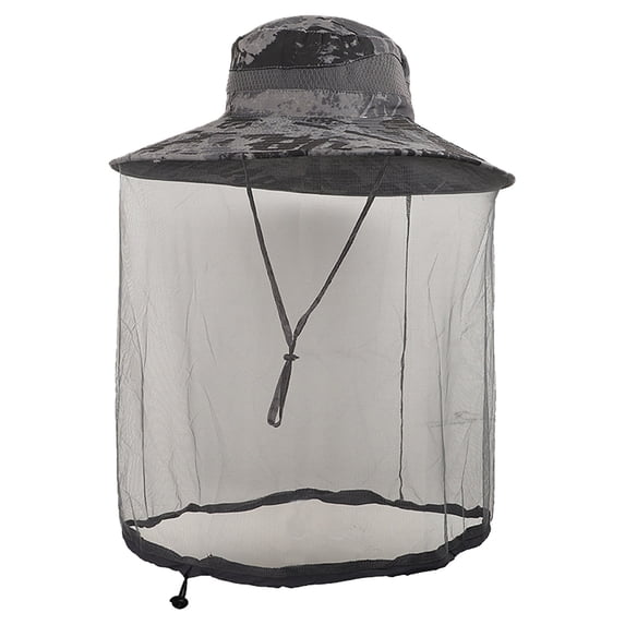Mosquito Repellent Sun Hat with Net - Camo - Tactical UV Protection Bucket Hat for Hunting, Hiking & Camping (56-60cm)