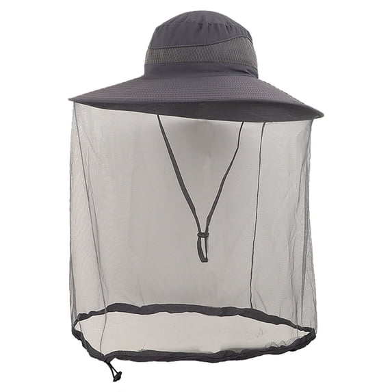 Mosquito Repellent Sun Hat with Net - Dark Gray - Understated UV Protection Bucket Hat for Hiking, Fishing & Outdoor Work (56-60cm)