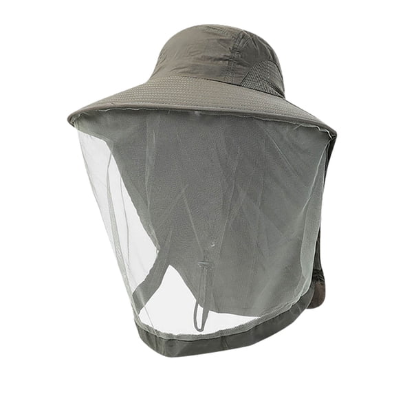 Mosquito Safari Mesh Net Hat with Neck Flap, Sun Protection Women Men Bug Cap, Hidden Netting Boonie for Fishing Army Green