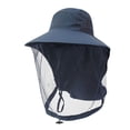 thumbnail image 1 of Mosquito Safari Mesh Net Hat with Neck Flap, Sun Protection Women Men Bug Cap, Hidden Netting Boonie for Fishing Navy, 1 of 4