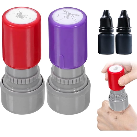 Mosquito Stamp 2 Pack With Live & Crushed Style Imprints, Realistic Fake Bug Prank Stamp For Party Office April Fool's Day Funny Gift