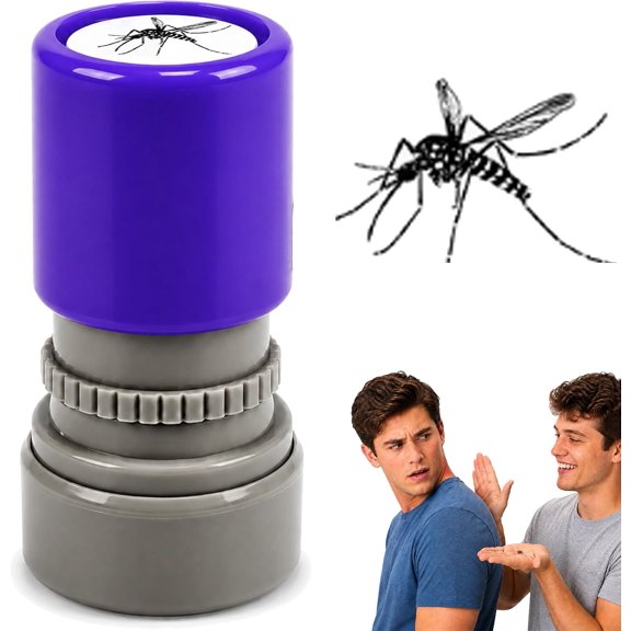 Mosquito Stamp Prank, Funny Realistic Self-Inking Mosquito Smack Stamp with Pre-Inked Black Ink, Portable Trick Toy for Office Party April Fools Day Gag Gift (B2)