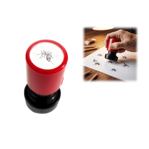 Mosquito Stamp Prank, Realistic Bug Pattern Self-Inking Stamp, Mini Pocket Prank Toy for Friends April Fools Day (Red)