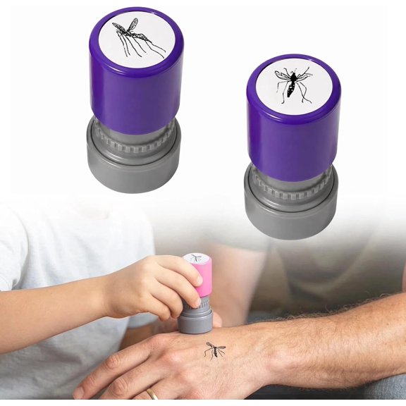 Mosquito Stamp Prank, Self Inking Funny Insect Stamper, Realistic Fake Bug Stamp for April Fools Party Joke Office Novelty Present (2pcs Purple-A)