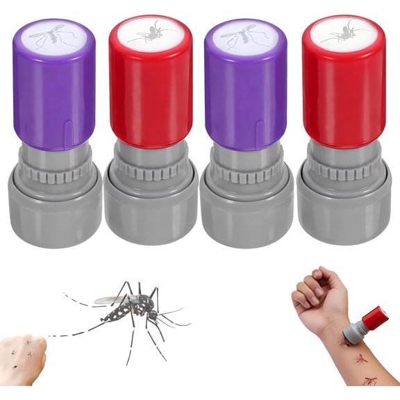 Mosquito Stamp Prank Self-Inking Stamp, Self-Inking Mini Bug Seal Funny (4PCS)