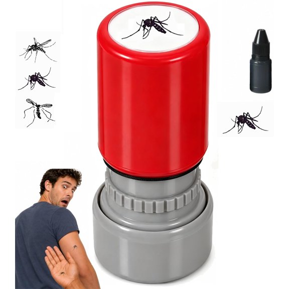 Mosquito Stamp Prank, Self-Inking Stamper Set, Realistic Fake Bug Trick Prop, for Funny Gags, April Fools Party, Office Joke, Craft Project & Practical Joke Friends and Family, Party Favors (A#)