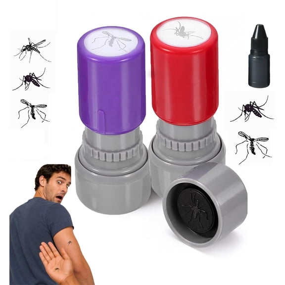 Mosquito Stamp Prank, Self-Inking Stamper Set, Realistic Fake Bug Trick Prop, for Funny Gags, April Fools Party, Office Joke, Craft Project & Practical Joke Friends and Family, Party Favors (A#+C#)