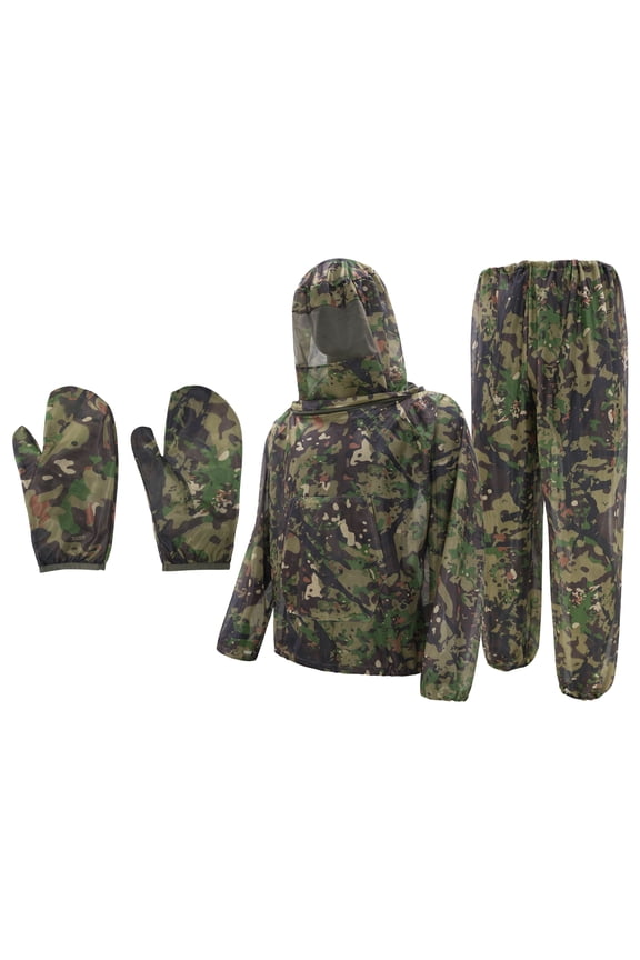 Mosquito Suit for Men Women Hunting Fishing Camo Mesh Suit with Hood Outdoor Bug Protection Outfit Sets Lightweight Full Body Mosquito Net Suits Black S