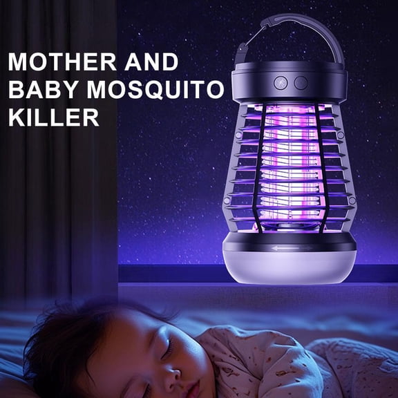 Mosquito Zapper Lantern, 2000mAh Rechargeable Camping Light with UV LED, High Voltage Electric Grid, Portable Bug Killer for Tent Patio Backyard