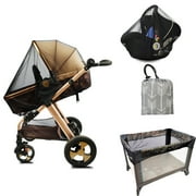 Mosquito net for stroller, baby stroller bug net with Sewn in Pouch, small hole mesh, Black