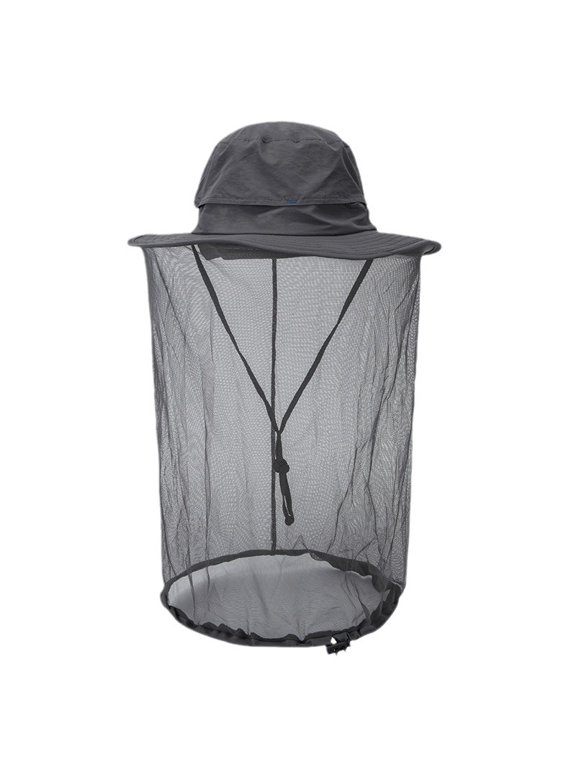 Mosquito net hat Bug Insect Hats with Netting Beekeeper Beekeeping bee Veil hat Safari Hiking Gardening mesh Cap Hood Gray 1 Piece