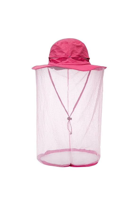 Mosquito net hat Bug Insect Hats with Netting Beekeeper Beekeeping bee Veil hat Safari Hiking Gardening mesh Cap Hood Pink 1 Piece