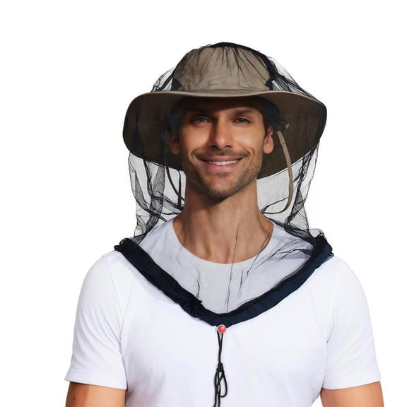 Mosquitoes Head Net Mesh Fishing FaceMa--Hood for Camping Hiking NettingMa--Hood for Camping Netting for Adults1nsectShield Protections Cover