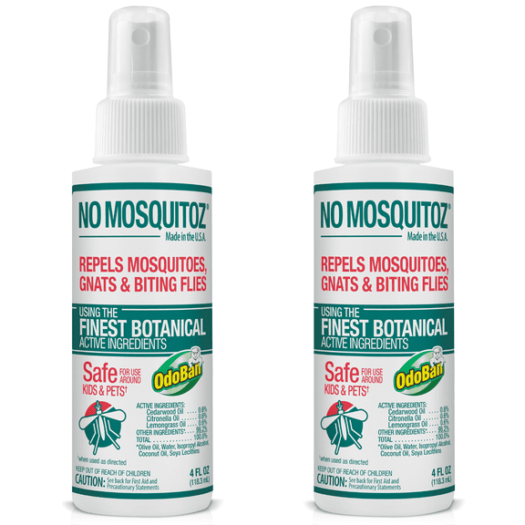 No Mosquitoz Botanical Bug Repellent, Effective for Gnat, Mosquito, and Biting Flies, Hand-Crafted and DEET-Free, Non-Greasy Formula, 2 Ounce Spray Bottle, 2-Pack