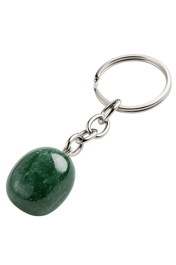 Moss Agate Crystal Car Key Holder, Tumbled Crystal Keychain