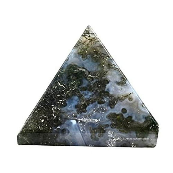 Moss Agate Crystal Pyramid 1" Inch