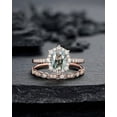 thumbnail image 1 of Moss Agate Halo Engagement Ring Set, Unique Oval Cut Mossy Agate Rose Gold Wedding Set, Moss Agate Bridal Set Anniversary Ring Gift, 1 of 5