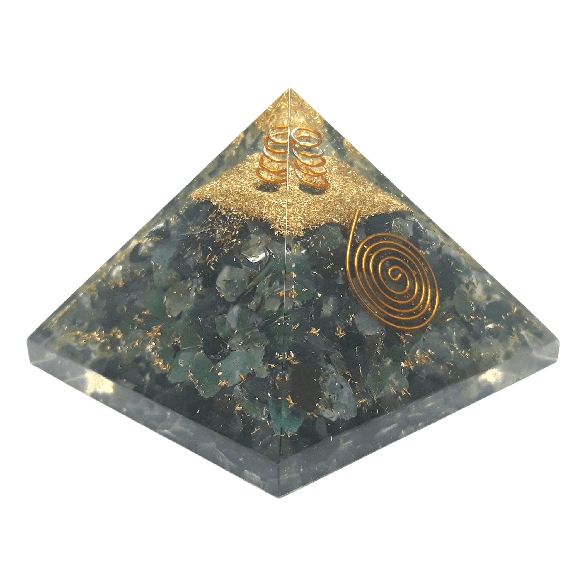 Moss Agate Orgone Pyramid Energy Generator | For Success, Protection ...