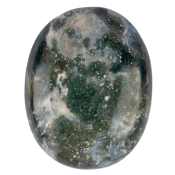 Moss Agate Palm Stone, Oval Shaped Crystals and Healing Stones- Pocket Worry Stone for Anxiety and Stress Relief - Healing Crystals for Meditation, Reiki, Spiritual and Crystal Gifts