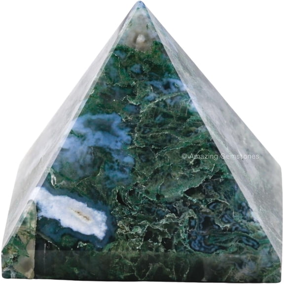 Moss Agate Pyramid Crystal Healing Stones - 1.5" Inch