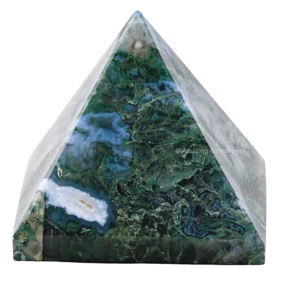 Moss Agate Pyramid Crystal Healing Stones - 2" Inch