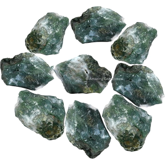 Moss Agate Raw Crystals and Healing Stones (1 lb)
