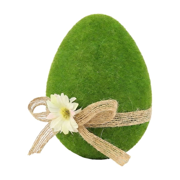 Moss Easter Egg Decor 5.5 In Artificial Egg Faux Moss Ball with Flower Bow for Craft Green Foam Spring Easter Decoration Party Gift