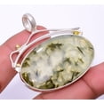 thumbnail image 1 of Moss Garden Prehnite 925 Sterling Silver Two Tone Gold Plated Pendant 1.76" T997, Beautiful Jewelry For Woman, New Year Sale, Valentin's Day Gift, 1 of 2