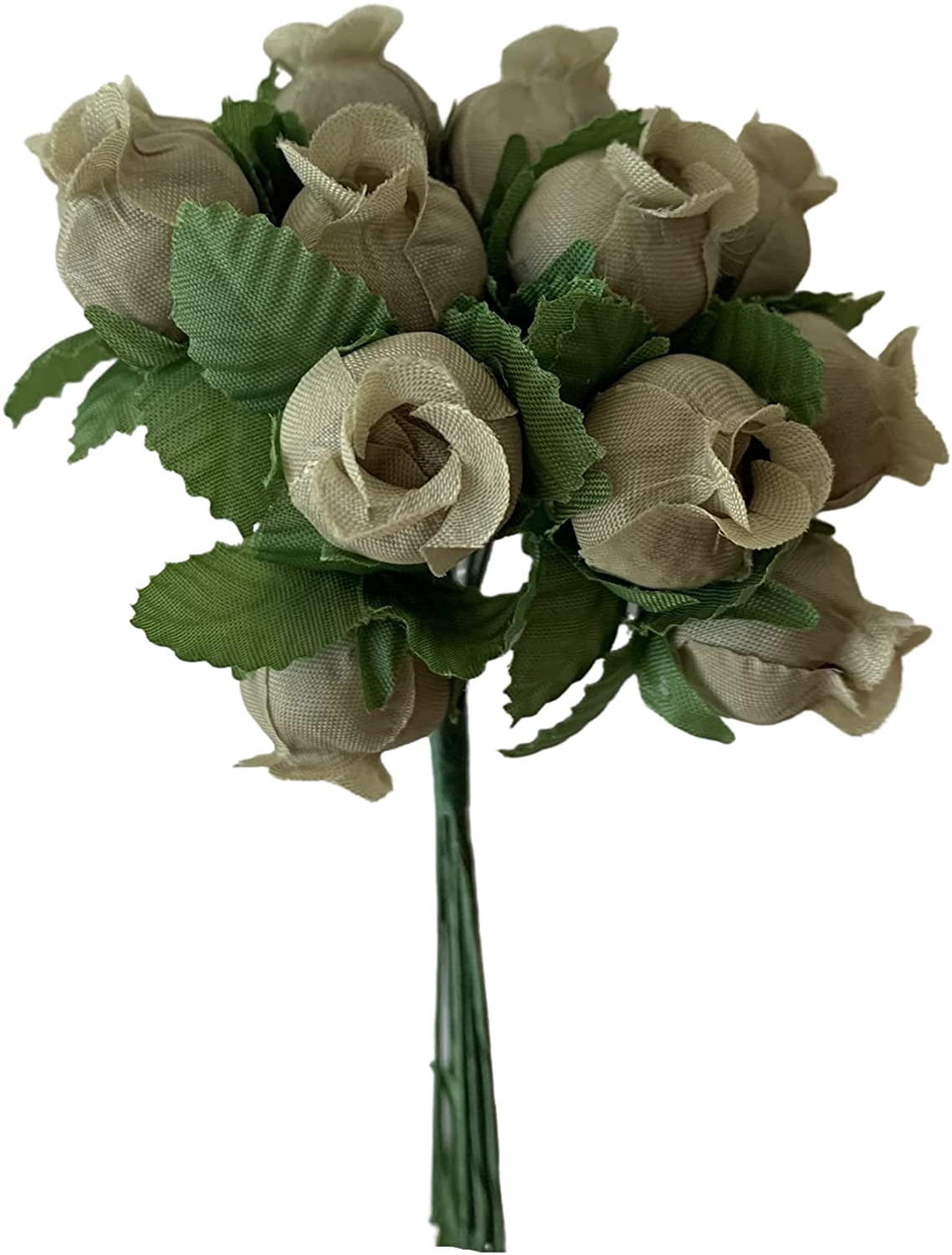 Moss Green Artificial Silk Flower Roses - 12 Mini Bouquets of 12 ...