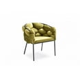 thumbnail image 1 of Moss Green Geo Velvet and Black Velvet Dining Chair, 1 of 7