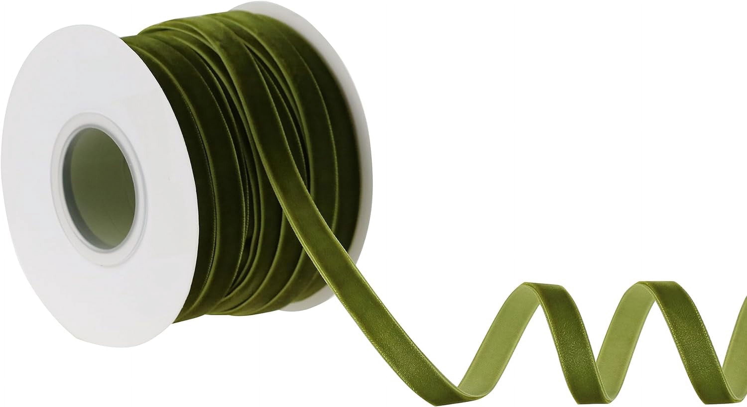 Moss Green Velvet Ribbon 3/8 Inch Single Face Thin Velvet Ribbon for ...