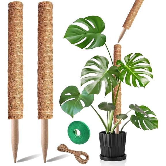 Moss Pole, 2 Pack 17 Inch Monstera Plant Support for Climbing Plants Accessories Indoor, Stackable Moss Poles Plant Support Stakes, Coir Plant Pole Sticks for Potted Plants, Pothos, Philodendron