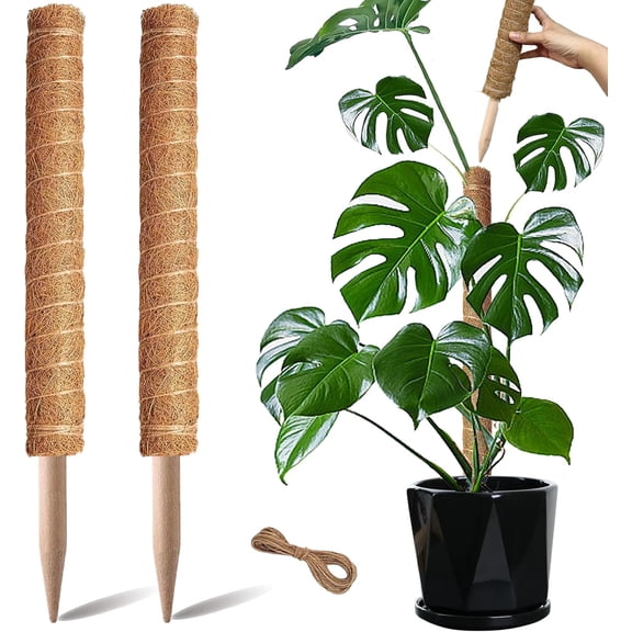 Moss Pole, 2 Pack 17 Inch Monstera Plant Support for Climbing Plants Accessories Indoor, Stackable Moss Poles Plant Support Stakes, Coir Plant Pole Sticks for Potted Plants, Pothos, Philodendron