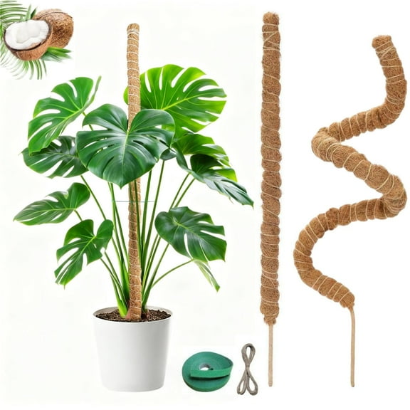 Moss Pole,2 Pack 28 Inch Monstera Plant Support, Upgraded 7mm aluminum core Moss Poles for Climbing Indoor Plants DIY, Coco Coir Plant Pole Moss Plant Stick Support Stake Kit for Potted Plants Pothos