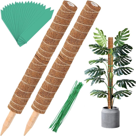 Moss Pole, 48 Inch Moss Poles - 4Pcs 12 Inch Coir Totem Poles Moss Climbing Sticks for Indoor Creepers Plant Support Extension