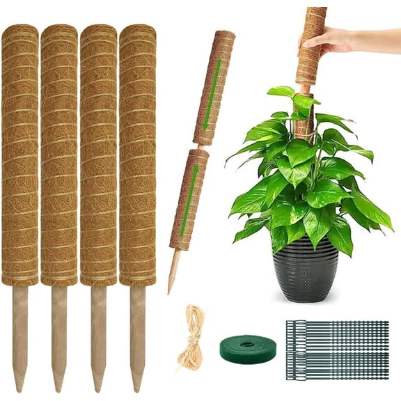 Moss Pole Monstera  Support: 4  16 inch Stackable Coco Coir Moss Totem Stake Tall  Rod Stand Grow  Moss Holder for House Live ,Indoor Climbing Potted,Vine,Pothos,Philodendron
