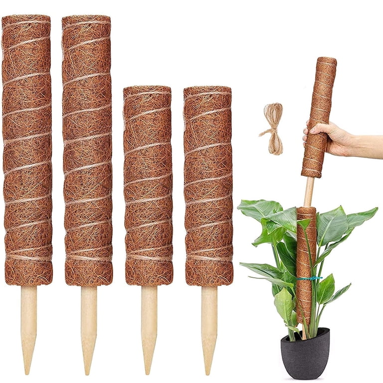 Moss Pole for Plants Monstera, 4 Pcs Moss Poles for Climbing Plants 17 Inch  and 12 Inch, Indoor Plants to Grow Upwards, Coir for Plants, Philodendron,Pothos  and Creeper Plants Indoor Climbing Plants -