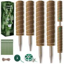 LANNEY Indoor Monstera Houseplant Stakes, Moss Poles for Garden, Coir Totem Sticks, 4 Pack, Brown