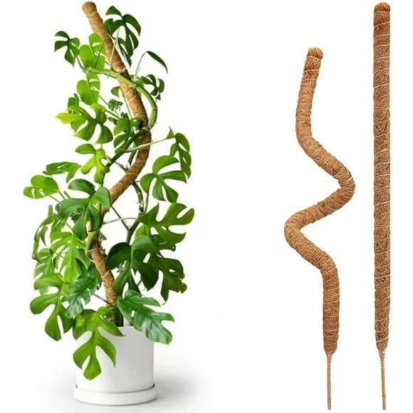 Moss Pole for Plants Monstera, 40 Inch Bendable Moss Pole for Climbing Plants, 2 Pack 40 Inch Coir Totem Pole for Monstera Plant Support Indoor