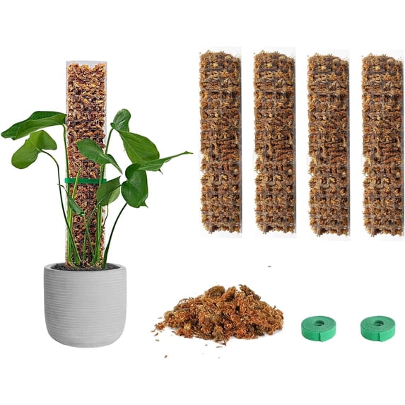 Moss Pole with 150g Sphagnum Moss for Climbing Plants, Jorking 4×15 inch Poles Stackable for Indoor Plant Grow
