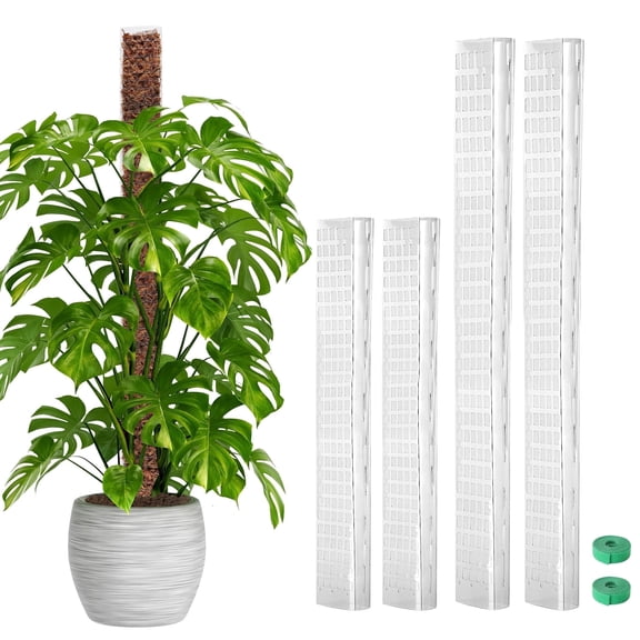 Plastic Moss Poles for Monstera 24" x2 + 36" x2, 4 Pack Large D-Shaped Poles for Climbing Plants Work with Sphagnum Moss, 114 Inch Total
