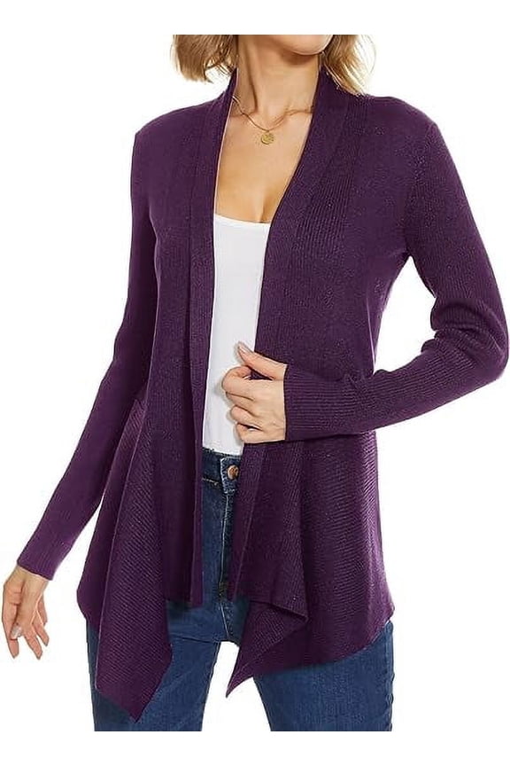 Women's Draped Open Front Light Weight Cardigan Sweater